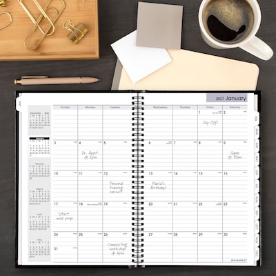 2027 AT-A-GLANCE DayMinder 8" x 11.75" Monthly Planner, Faux Leather Cover, Black (G470H-00-27)