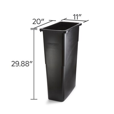 Coastwide Professional™ Slim Plastic Trash Can with no Lid, Black, 23 Gal. (CW50718)