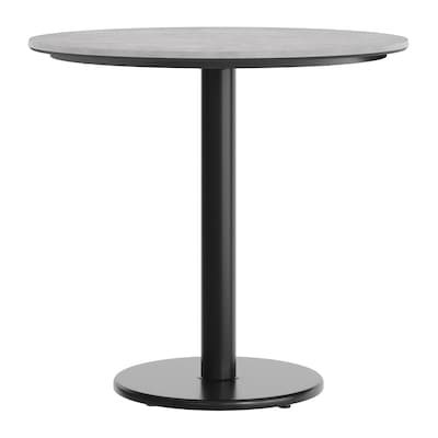 Flash Furniture Acadia 31.25" Round Wooden Dining Table with Round Base, Gray Faux Concrete/Black Base (STRD31CGTR18)