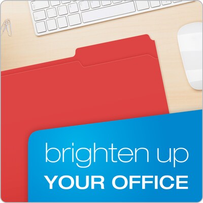 Pendaflex File Folder, 1-Tab, Assorted, Legal Size, Red, 100/Box (R153 1/3 RED)