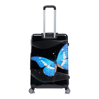 InUSA 28" Hardside Butterfly Suitcase, 4-Wheeled Spinner, TSA Checkpoint Friendly, Black Butterfly (IUAPC00L-BBU)