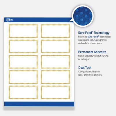 Avery Laser/Inkjet Rectangle Multipurpose Labels, 2" x 4", White, 100/Pack (S00DJH)