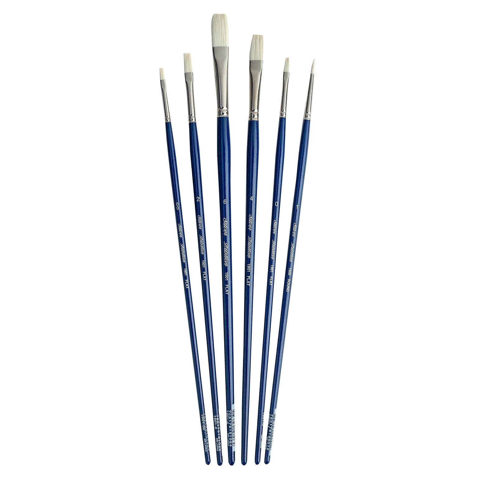 Silver Brush Bristlon Flat Brush Set, 6/Pack (SLVBR1951)