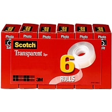 Scotch Transparent Tape Refill, 3/4 x 36 yds., 6 Rolls (600-6PK)