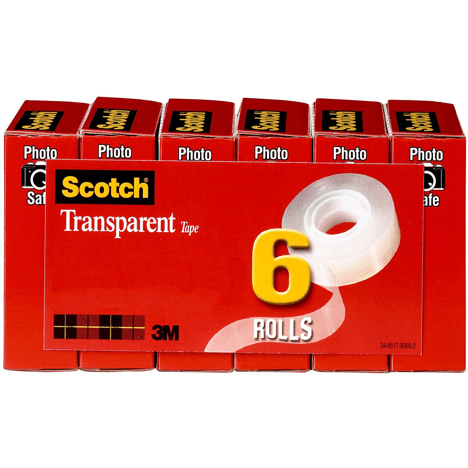 Scotch Transparent Tape, 3/4 in x 1296 in, 6 Tape Rolls, Clear, Refill, Home Office and Back to School Supplies for Classrooms