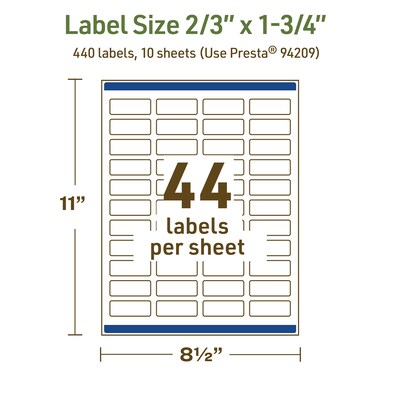 Avery Dissolvable Rectangle Multipurpose Labels, 2/3" x 1-3/4", Off-white, 440/Pack (94209)