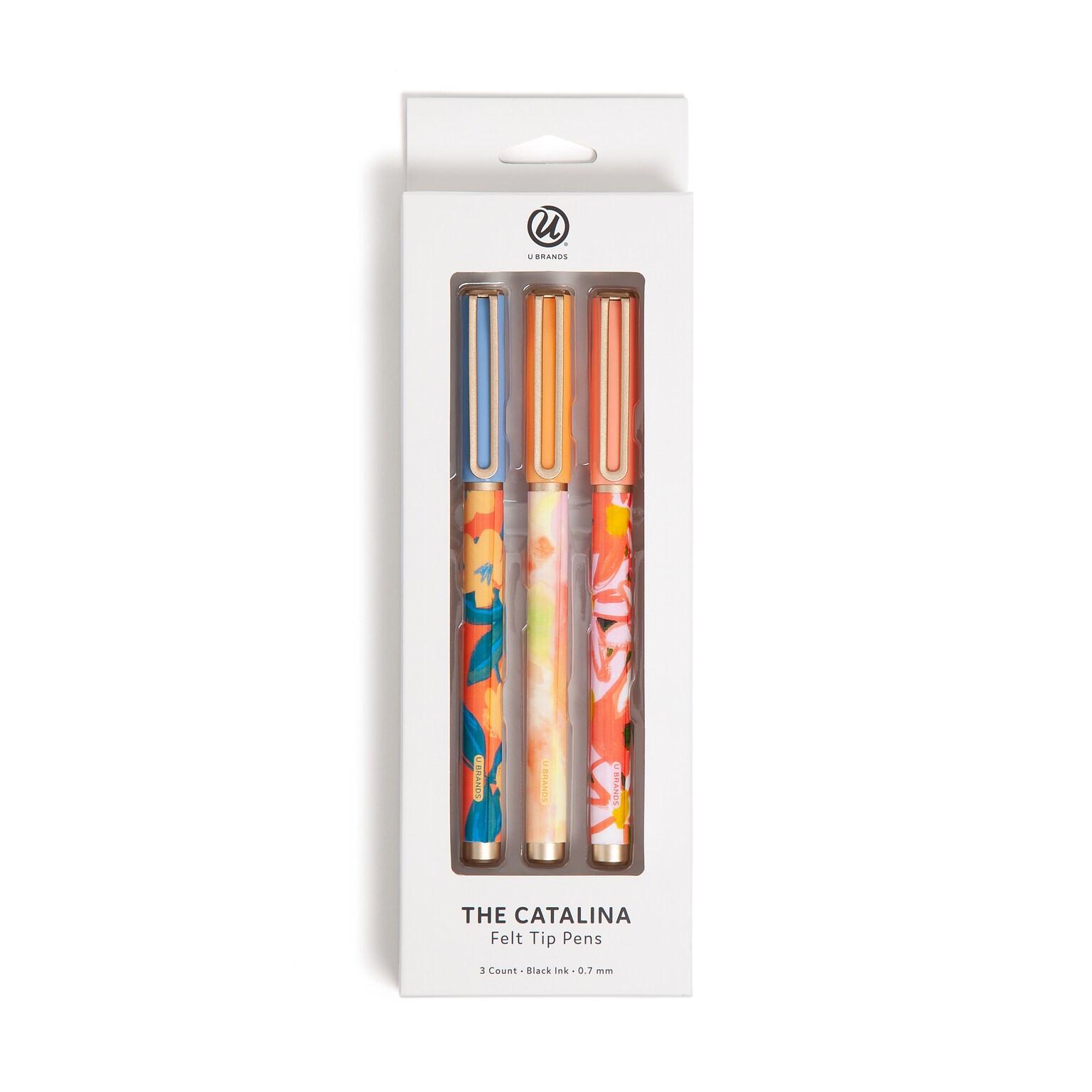 U Brands Catalina Pens Pen, Medium Point, 0.7mm, Black Ink, 3/Pack (7076U06-48)