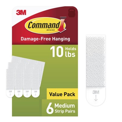 Command Medium Hanging Strips, 12 lb., White, 6/Pack (17204ES)
