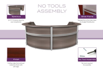 Regency Marque 142"W Curved Reception Desk Workstation, Driftwood Gray (77294GY)