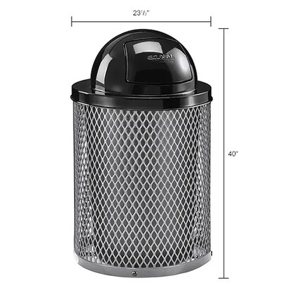 Global Industrial Outdoor Diamond Steel Trash Can w/ Dome Lid, 36 Gallon, Gray (261948GY)