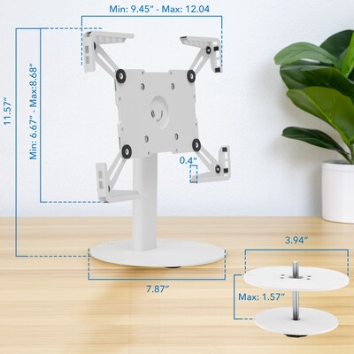 Mount-It! Adjustable Universal Tablet Countertop Stand with Tilt, for 9.7" to 13" Screens, White (MI-3881WHT)
