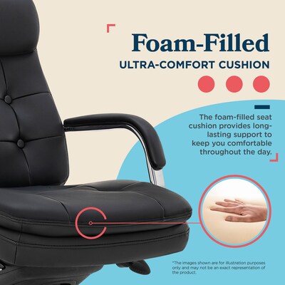 La-Z-Boy Sonata Ergonomic Bonded Leather Swivel Executive Chair, Black and Chrome (CCHR10014D)