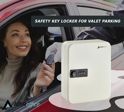 AdirOffice 30-Key Cabinet with Combination Lock and Key Tags, White (682-30-WHI-689-PKG)