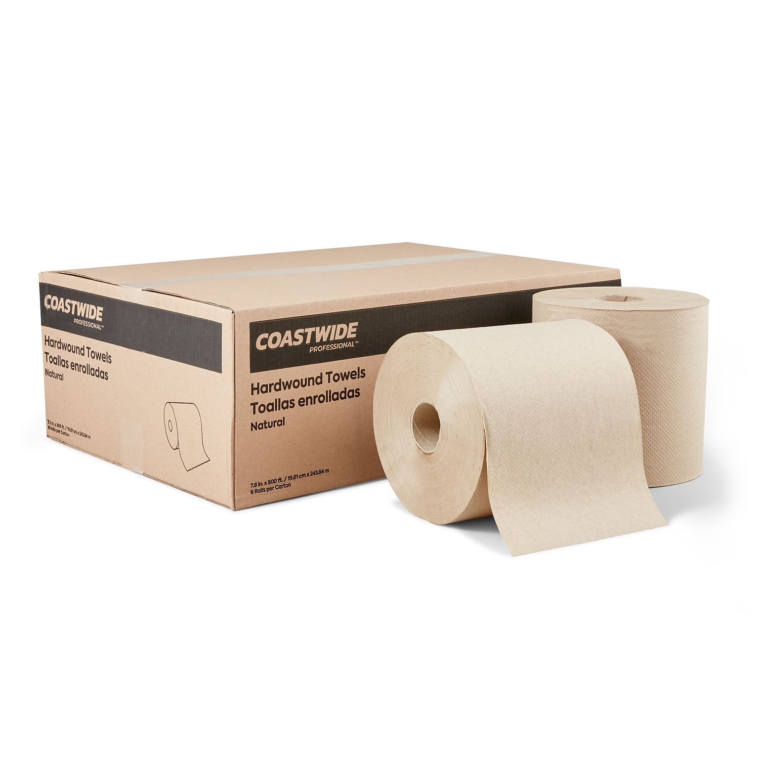 Coastwide Professional™ Recycled Hardwound Paper Towels, 1-ply, 800 ft./Roll, 6 Rolls/Carton (CW21812)