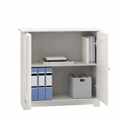 Bush Furniture Cabot 30H Storage Cabinet with 2 Shelves, Linen White Oak (WC31198)