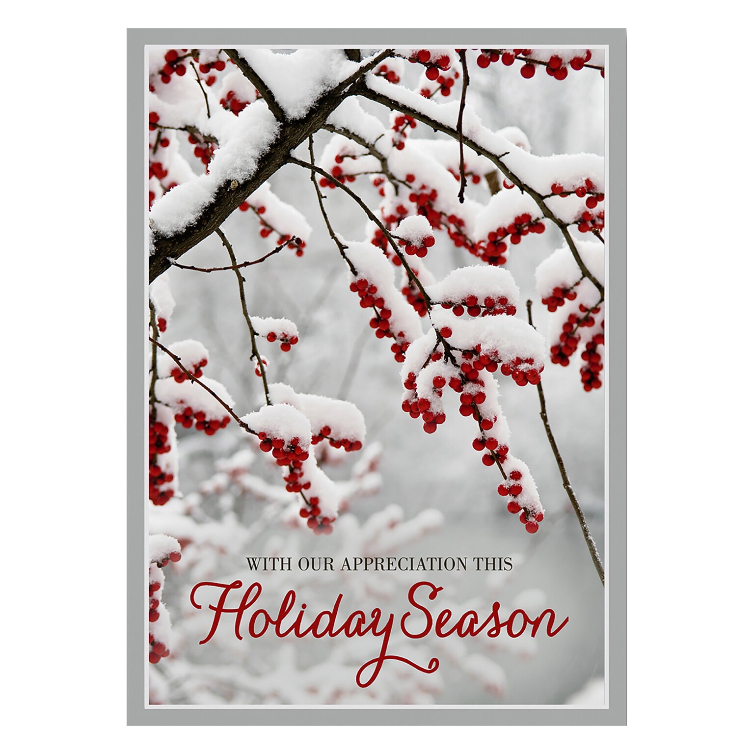 Custom Scarlet Appreciation Cards, with Envelopes,  5 x 7 Holiday Card, 25 Cards per Set