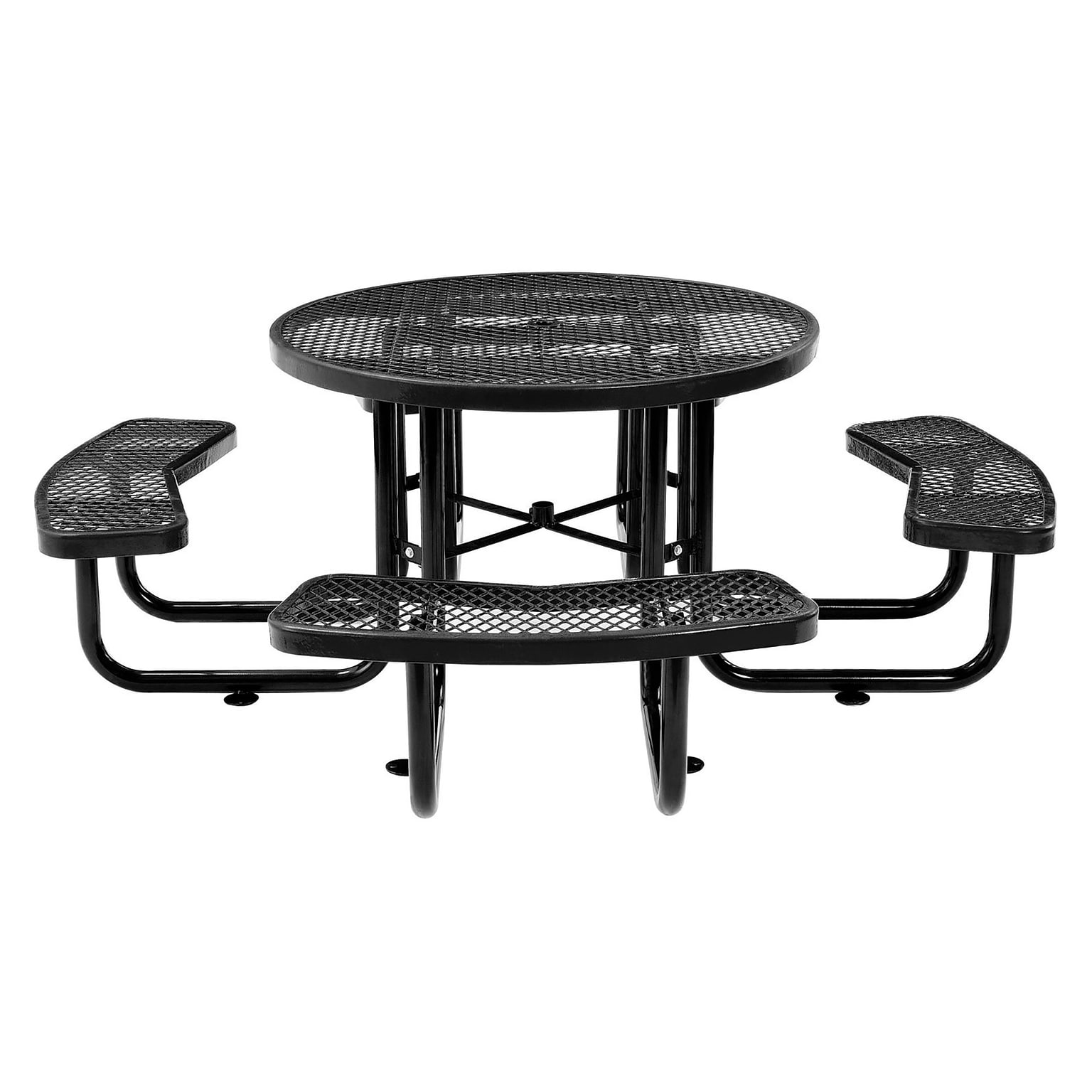Global Industrial 46 Round Picnic Table, Expanded Metal, Black (277150BK)