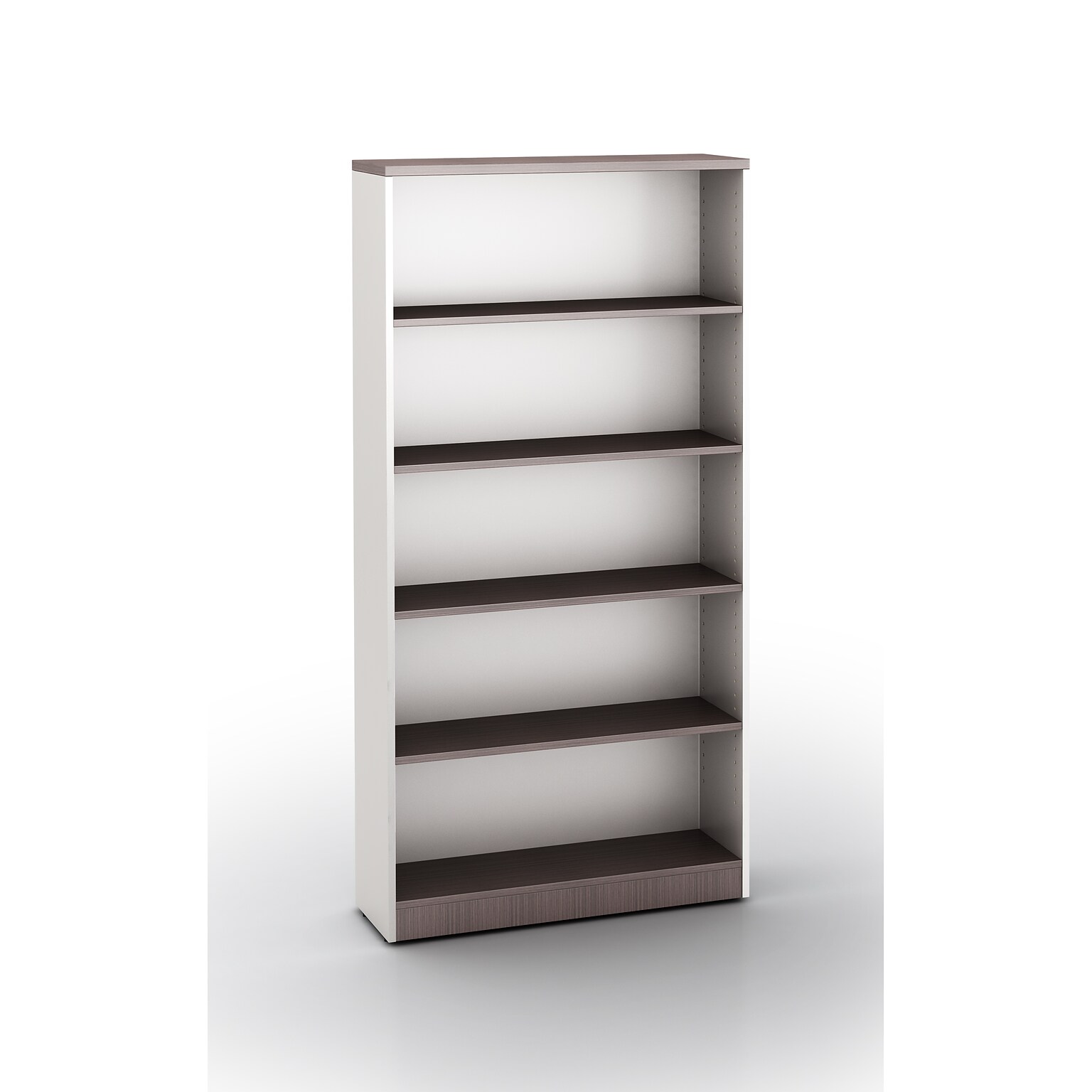 Boss Office Products Simple System 71 5-Shelf Bookcase with Adjustable Shelves, Driftwood/White (S507)