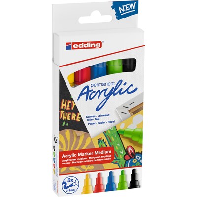 edding 5100 Series Acrylic Paint Marker, Medium Tip, Basic Colors, 5/Pack (EDD451005)