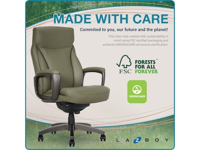 La-Z-Boy Arcadian Ergonomic Bonded Leather Swivel Executive Chair, Olive (60008-OLV)