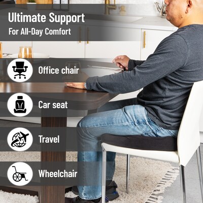 Mind Reader Memory Foam Office Chair Ergonomic Orthopedic Cushion, Black (ORTHOCUSH-BLK)