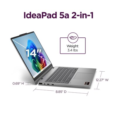 Lenovo IdeaPad 5a 14" 2-in-1 Touchscreen Laptop, AMD Ryzen AI 7 445 (2026), 16GB RAM, 512GB SSD, Windows 11, Windows 11 Home