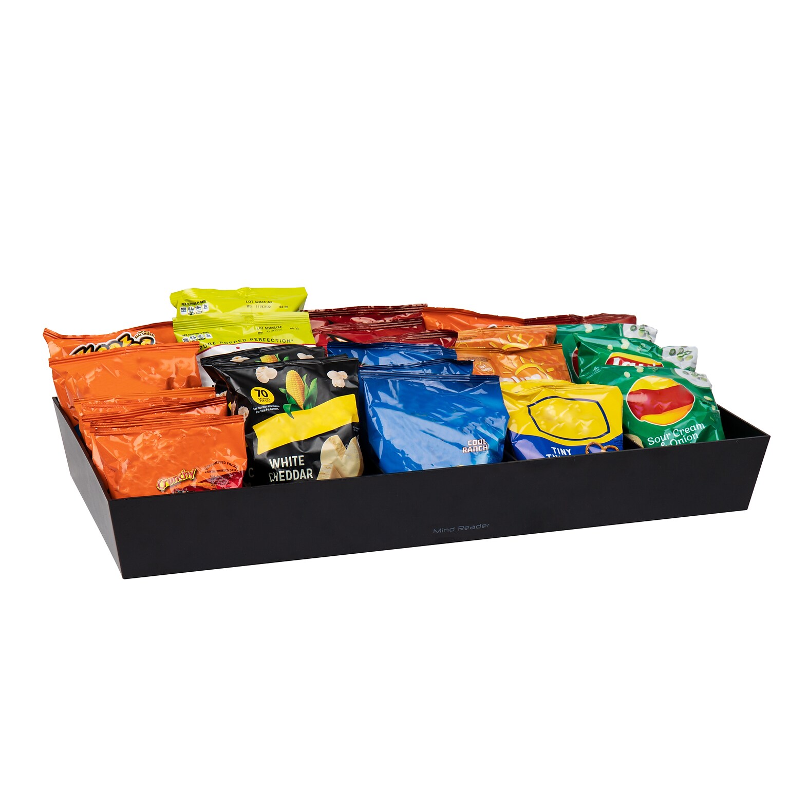 Mind Reader Plastic Snack Tray Countertop Organizer Condiment Holder, Black (SNACKORGT-BLK)