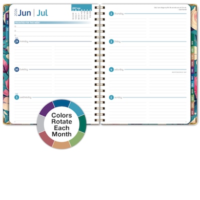 2026-2027 Excello Brands 8.5" x 11" Academic Weekly & Monthly Planner, Paperboard Cover, Teal Floral (FSHN-AY26-8511-17)