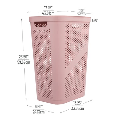 Mind Reader 15.85-Gallon Slim Laundry Hamper with Lid, Plastic, Pink (HBIN60-PNK)