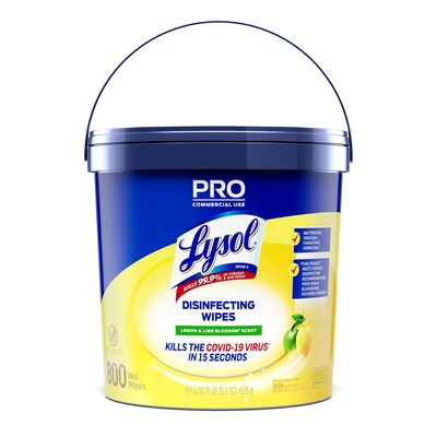 Lysol Pro Disinfecting Wipes, Lemon & Lime Blossom, 800 Wipes/Bucket (1920099856X)