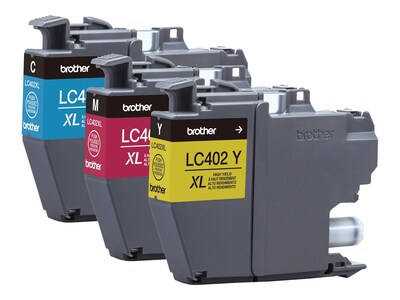 Brother LC402XL Assorted Colors High Yield Ink Cartridges, 3/Pack (LC402XL3PKS)