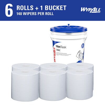WypAll CriticalClean WetTask Fabric Cleaning Wipers, 12.5 x 12, White, 140 Sheets/Roll, 6/Carton (