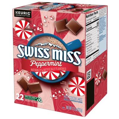 Swiss Miss Chocolate Peppermint Hot Cocoa Mix, Keurig K-Cup Pod, 22/Box (5000355689)