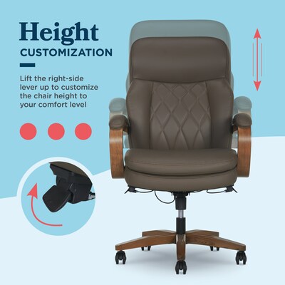 La-Z-Boy Colston Ergonomic Vegan Leather Swivel Executive Chair, Mocha Brown (60120-MBRN)
