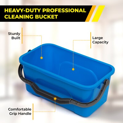 Gritt Commercial Pro Window  Cleaning Kit with 14" Squeegee, 14" Washer, 20" Pole and 3 Gallon Heavy-Duty Bucket (GRI138B)