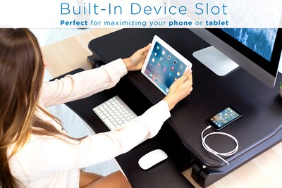 Mount-It! 36"W Electric Adjustable Standing Desk Converter with USB Charging Port, Black (MI-7927E)