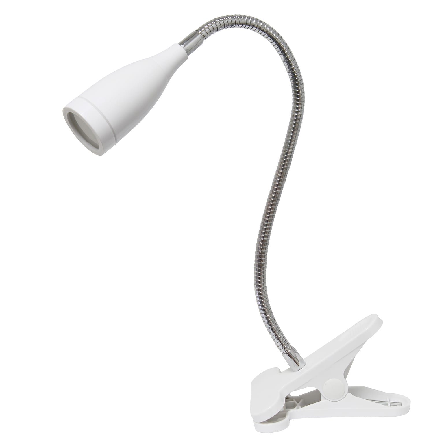 Simple Designs Flexible Gooseneck LED Clip Light Desk Lamp, 17.25, White (LD2005-WHT)