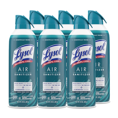 Lysol Air Sanitizer Spray, Simple Fresh Scent, 10 oz., 6/Carton (19200-99350CT)