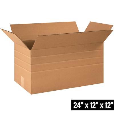 12 x 24 x 12 Multi Depth Shipping Boxes, 32 ECT, Brown, 25/Bundle(MD241212)