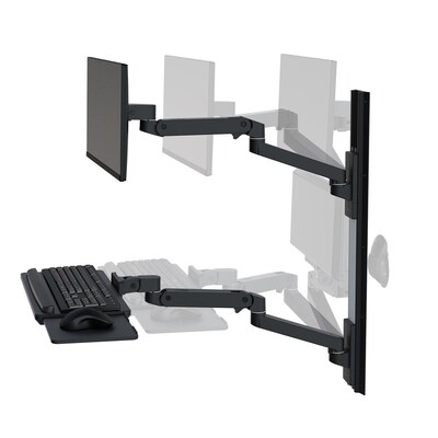 Ergotron LX Pro Adjustable Dual Keyboard & Monitor Wall Mount, Up to 34", Black (45-696-292)