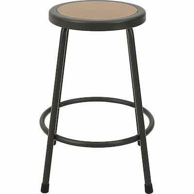 Lorell Industrial Metal/Wood 24" Shop Stool without Back, Light Gray (LLR83080)
