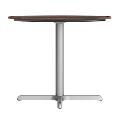 Flash Furniture Acadia 36" Round Wooden Dining Table with X-Base, Dark Brown/Silver Base (STRD36WBRT3030S)