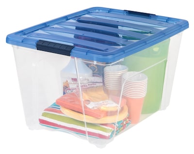 IRIS Stack & Pull 54 Qt. Latch Lid Storage Box, Clear (100242)