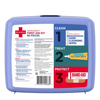 Johnson & Johnson Travel Ready Office First Aid Kit, 80 Pieces (202068)