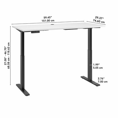 Bush Business Furniture Move 60 Series 27''-47'' Adjustable Standing Desk, White (M6S6030WHBK)