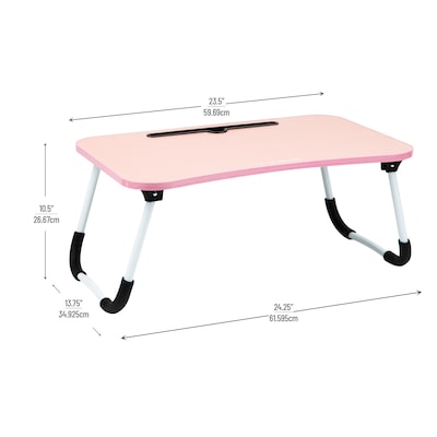 Mind Reader 13.75" x 23.5" MDF/Metal Lap Desk/Laptop Stand With Folding Legs, Pink (LBSTUDY-PNK)