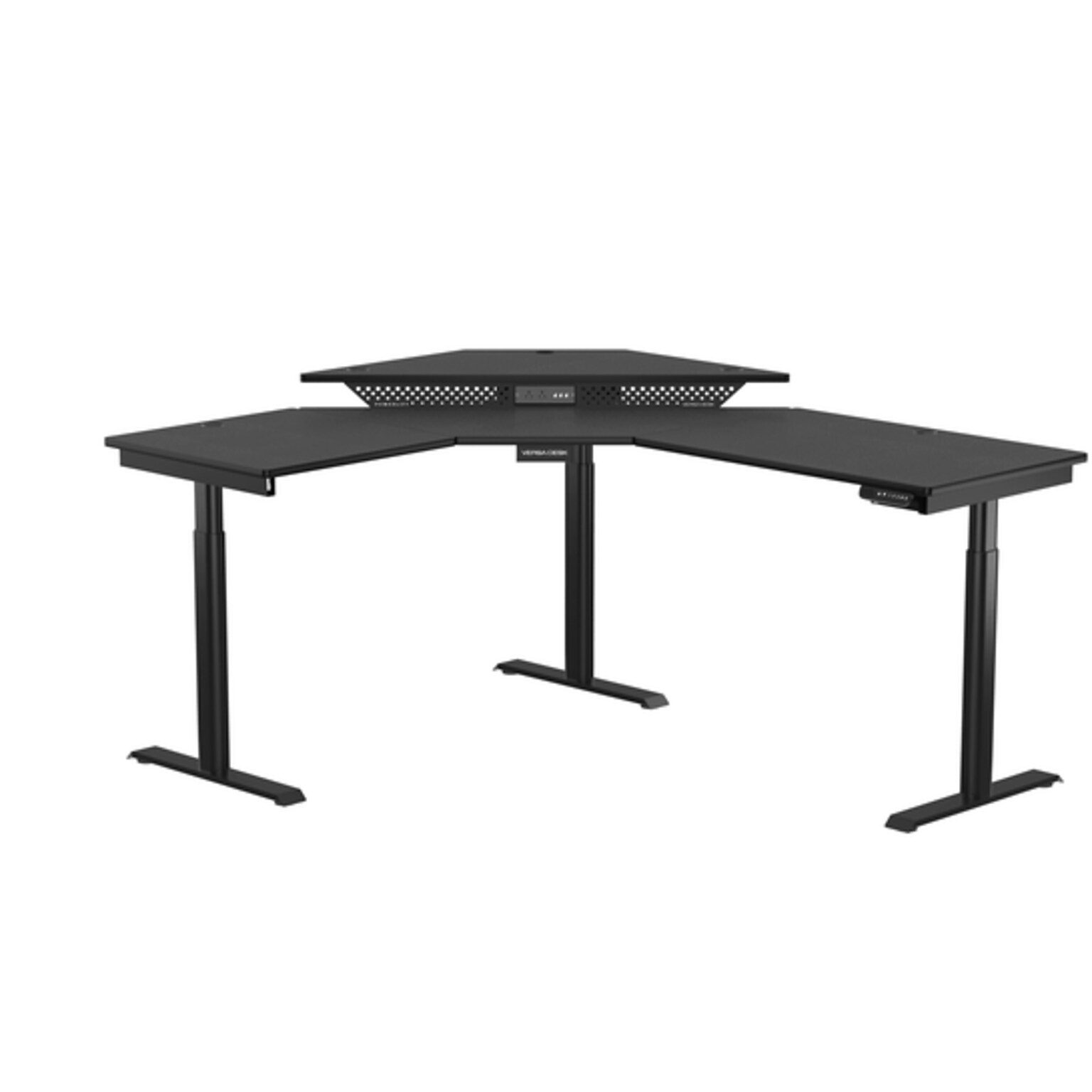 VersaDesk PowerLift 72W Electric Corner Adjustable Standing Desk, Black (PLCSD6072-BB-APP)