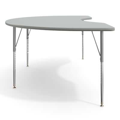 Flash Furniture Wren Kidney Activity Table, 96" x 48", Height Adjustable, Gray Top/Silver Frame (XUA4896KDGYTA)