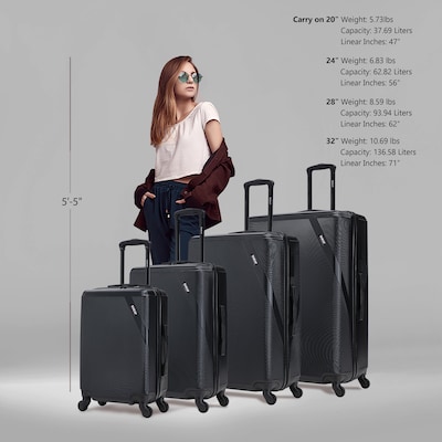 DUKAP Discovery 4-Piece Hardside Spinner Luggage Set, TSA Checkpoint Friendly, Blacj (DKDISSMLXL-BLK)