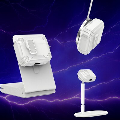 SaharaCase Raider Series Heavy Duty Case Compatible with Magsafe for Airpods Pro 3, Secure Lock, White Stone (HP00218)